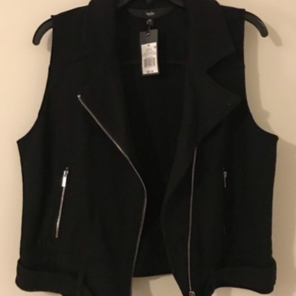 Zip Up Vest in Black with Silver Zippers